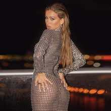 Load image into Gallery viewer, CHARTREUX Mesh Crystal Long Dress
