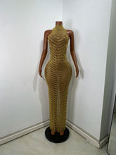 Load image into Gallery viewer, HANGZHOU Gold Rhinestone Evening Gown