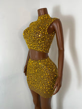Load image into Gallery viewer, FOSHAN Hot Pink Sparkly Crop Top & Mini Skirt
