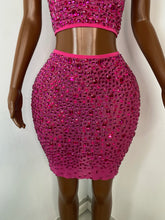 Load image into Gallery viewer, FOSHAN Hot Pink Sparkly Crop Top & Mini Skirt