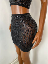 Load image into Gallery viewer, FOSHAN Hot Pink Sparkly Crop Top & Mini Skirt