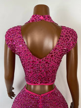 Load image into Gallery viewer, FOSHAN Hot Pink Sparkly Crop Top & Mini Skirt