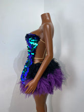 Load image into Gallery viewer, CHONGQUING Sequin Feather Mini Dress