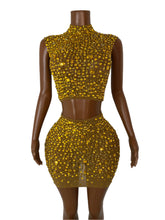 Load image into Gallery viewer, FOSHAN Hot Pink Sparkly Crop Top & Mini Skirt