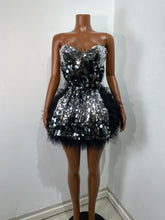 Load image into Gallery viewer, CHONGQUING Sequin Feather Mini Dress