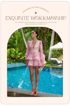 Load image into Gallery viewer, SHANZHOU Bloom Peplum Mini Dress with Puff Sleeves
