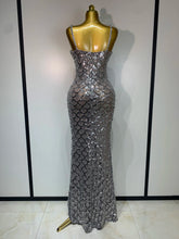 Load image into Gallery viewer, CHANIE Silver Mermaid Sequin Gown