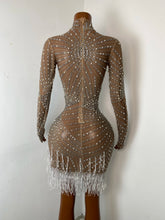 Load image into Gallery viewer, QING Rhinestone Fringe Mini Dress