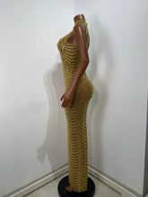 Load image into Gallery viewer, HANGZHOU Gold Rhinestone Evening Gown
