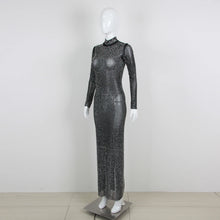 Load image into Gallery viewer, CHARTREUX Mesh Crystal Long Dress