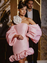 Load image into Gallery viewer, SOKOKE Puff Sleeve Mini Dress