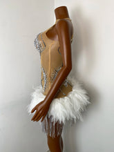 Load image into Gallery viewer, NANJING Silver Crystal Feather Mini Dress