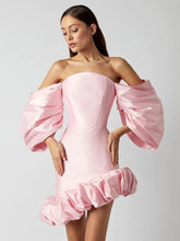Load image into Gallery viewer, SOKOKE Puff Sleeve Mini Dress
