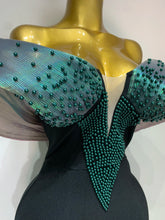 Load image into Gallery viewer, TAIYUAN Emerald Bloom Black Evening Gown