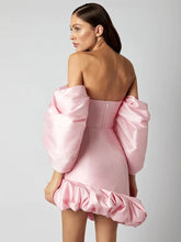 Load image into Gallery viewer, SOKOKE Puff Sleeve Mini Dress