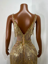 Load image into Gallery viewer, CHANGSHA Gold Fringe Sequin Jumpsuit