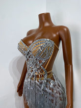 Load image into Gallery viewer, MING Silver Fringe Sparkly Mini Dress