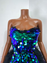 Load image into Gallery viewer, CHONGQUING Sequin Feather Mini Dress