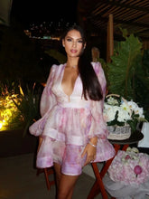 Load image into Gallery viewer, SHANZHOU Bloom Peplum Mini Dress with Puff Sleeves