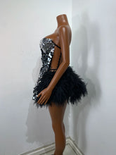 Load image into Gallery viewer, CHONGQUING Sequin Feather Mini Dress