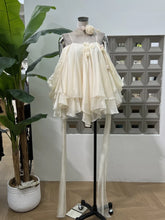 Load image into Gallery viewer, WUXI Layered Chiffon Dress with Ruffle Hem & Rosette Tie Set
