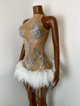 Load image into Gallery viewer, NANJING Silver Crystal Feather Mini Dress