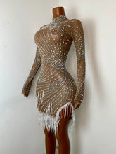 Load image into Gallery viewer, QING Rhinestone Fringe Mini Dress