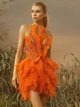 Load image into Gallery viewer, BETTIE BARNARD Feather Embellished Dress