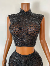 Load image into Gallery viewer, FOSHAN Hot Pink Sparkly Crop Top & Mini Skirt