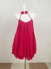 Load image into Gallery viewer, URUMQI Hot Pink Off-Shoulder Mini with Halter Neck Ring