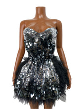 Load image into Gallery viewer, CHONGQUING Sequin Feather Mini Dress
