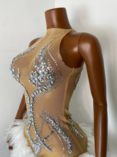 Load image into Gallery viewer, NANJING Silver Crystal Feather Mini Dress