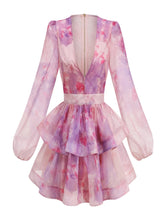 Load image into Gallery viewer, SHANZHOU Bloom Peplum Mini Dress with Puff Sleeves