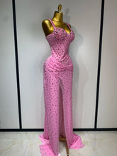 Load image into Gallery viewer, XIAMEN Pink Crystal Corset Gown