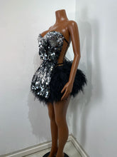 Load image into Gallery viewer, CHONGQUING Sequin Feather Mini Dress