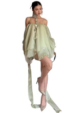 Load image into Gallery viewer, WUXI Layered Chiffon Dress with Ruffle Hem & Rosette Tie Set