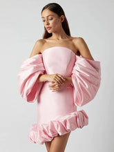 Load image into Gallery viewer, SOKOKE Puff Sleeve Mini Dress