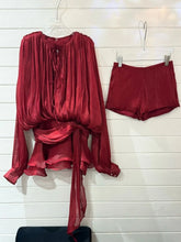 Load image into Gallery viewer, GUIYANG Ruffle Satin Romper Set