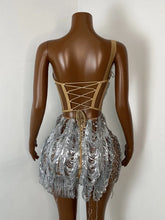 Load image into Gallery viewer, DONGGUAN Silver Fringe Rhinestone Mini