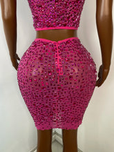 Load image into Gallery viewer, FOSHAN Hot Pink Sparkly Crop Top & Mini Skirt