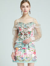Load image into Gallery viewer, HOLBOELLIA Lace Sleeve Top + Skirt
