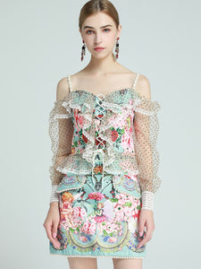 HOLBOELLIA Lace Sleeve Top + Skirt