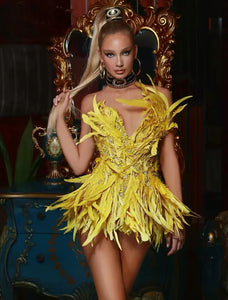 CECIL HIGGS Feather Mini Dress
