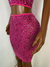 Load image into Gallery viewer, FOSHAN Hot Pink Sparkly Crop Top &amp; Mini Skirt
