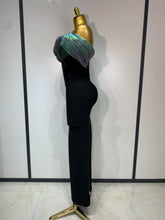 Load image into Gallery viewer, TAIYUAN Emerald Bloom Black Evening Gown
