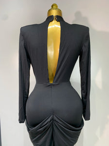HEFEI Black Plunging Gown