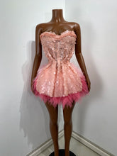 Load image into Gallery viewer, CHONGQUING Sequin Feather Mini Dress
