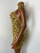 Load image into Gallery viewer, HUBEI Gold Crystal Halter Dress
