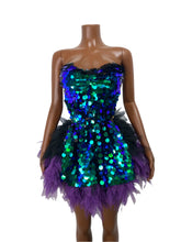 Load image into Gallery viewer, CHONGQUING Sequin Feather Mini Dress
