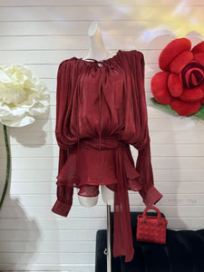 GUIYANG Ruffle Satin Romper Set